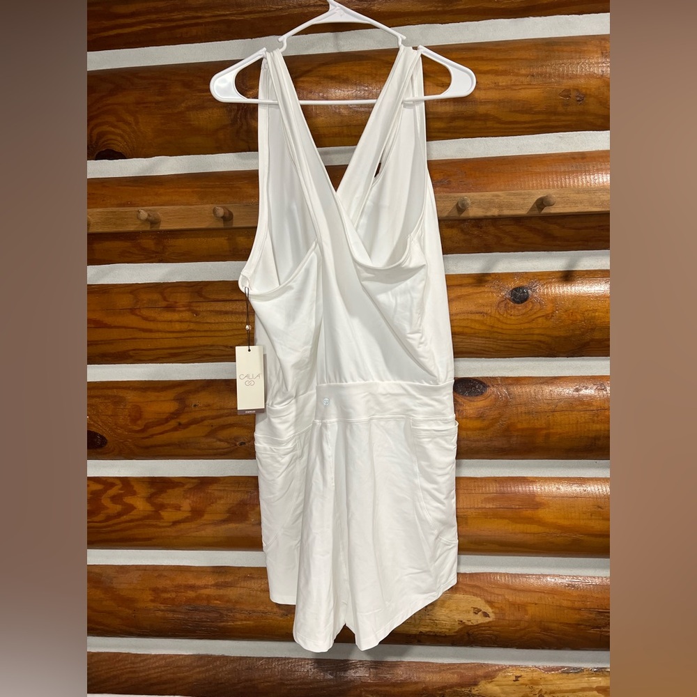 Calia Pure White Run Racerback Romper‎ - Picture 2 of 6
